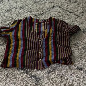 Yellow blue red green striped top from the collection of nasty gal US size 6girl